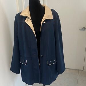 NOVELTI Spring Navy & Creme Spring Coat with zipper & button Closure Size 15/16